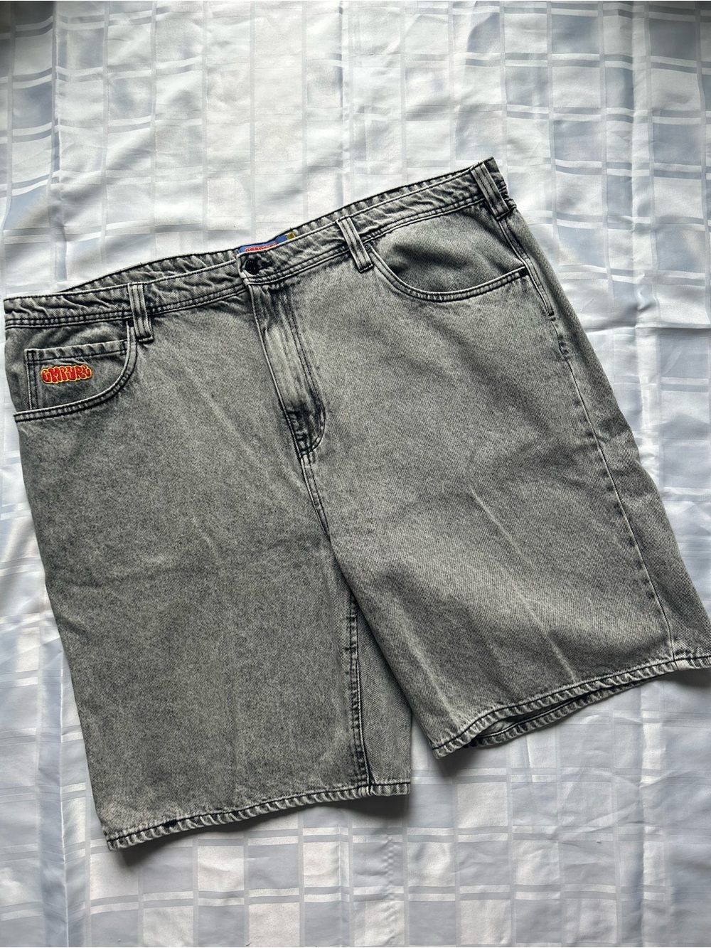 Empyre Acid Wash Grey Denim Shorts